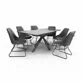 1.6m to 2m Extending Grey Ceramic Table with Metal Legs & 4 Chairs In A Choice Of 4 Colours